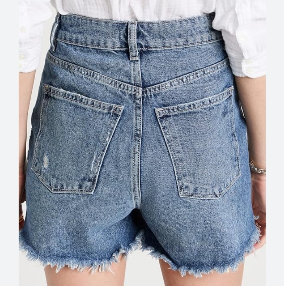 H&M Jean Shorts Distressed Blue Denim